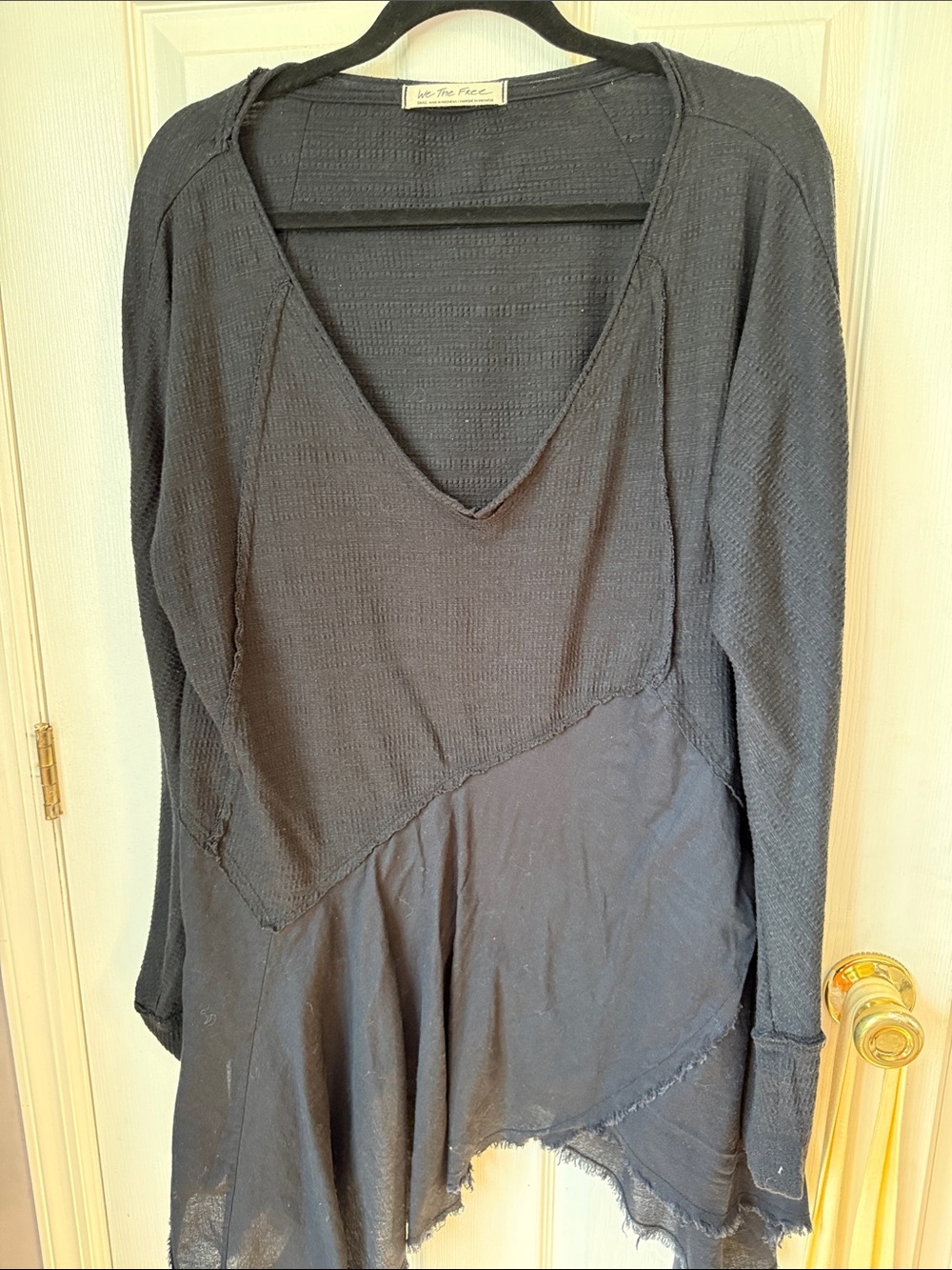 Free People Black Layered V-Neck Tunic Dress